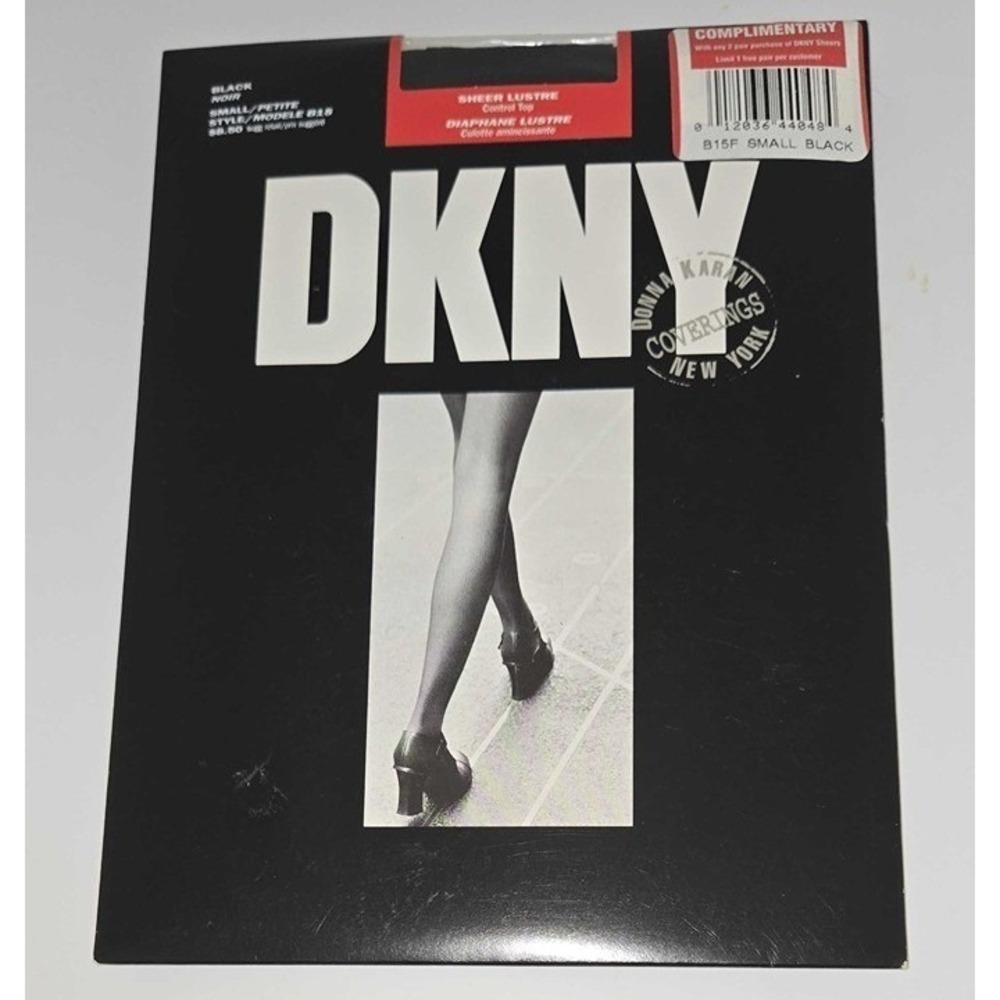Vintage DKNY Sheer Lustre Control Top Tights Black Size Small Petite B15F